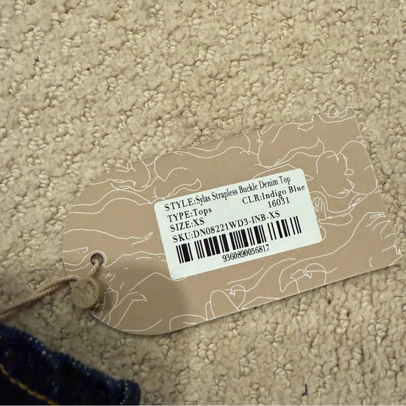 NWT Meshki Sylas Strapless Buckle Denim Top - Indigo Blue - Picture 4 of 5